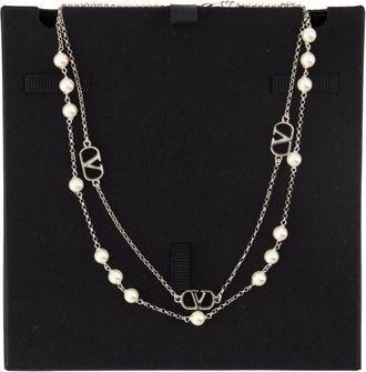 Valentino Garavani VLogo Ketting - Dames - Accessoires - Wit - Maat: ONE Size