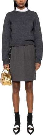 Chanel 90S Grey Wool A-Line Skirt, Size Fr; 36 (Authentic Pre-Loved)