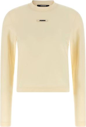 Jacquemus Long Sleeve T-Shirts, female, Beige, L, Le T-Shirt Gros-Grain