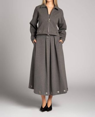Beatrice .B Grommet Midi Skirt In Charcoal
