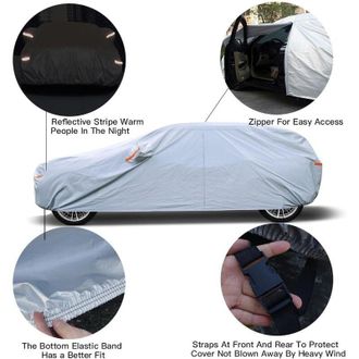 OEM Funda Impermeable Para Coche De 6 Capas - Protecci&oacute;n Exterior Contra La Lluvia, El Sol Y El Polvo - Dimensiones 460-485 Cm - Forro De Algod&oacute;n -crezuo