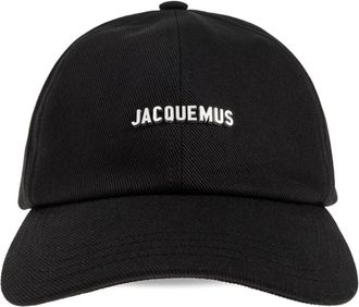Jacquemus Zwarte Katoenen Logo Rand Hoed - Dames - Petten - Zwart - 60 CM - Katoen - Accessoires