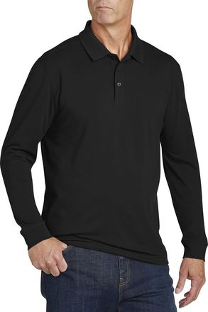 Cutter & Buck Mens Big & Tall 35+ UPF, Long Sleeve Advantage Polo Shirt, Black, XXXL Big