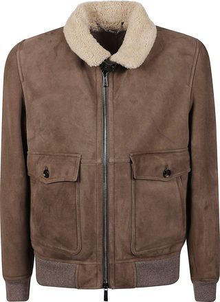 Moorer Brown Fiano-Me7 Suede Shearling Bomber Jacket