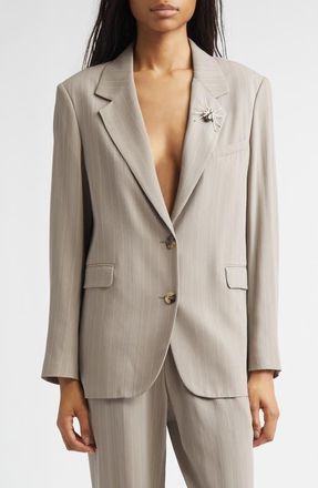 Golden Goose Journey Pinstripe Wool Blend Blazer with Spider Brooch in Roasted Cashew at Nordstrom, Size 4 Us
