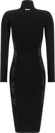 Elisabetta Franchi Lace-Panel Knit Dress - Black