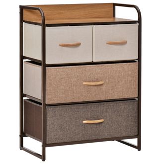 OEM C&oacute;moda Para Dormitorio Con 4 Cajones Plegables Parte Superior De Madera Y Marco Met&aacute;lico 58x29x78,5 Cm Multicolor