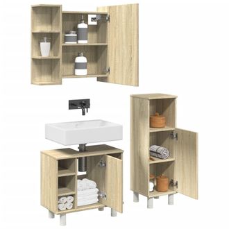 Berkfield Home 3 Piece Bathroom Furniture set Sonoma Oak Engineered Wood in Brown
