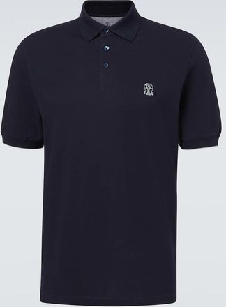 Brunello Cucinelli Polo in piqu&eacute; di cotone con ricamo