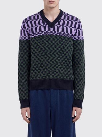Marni Maglia in pura lana con scollo a V e motivo geometrico all-over