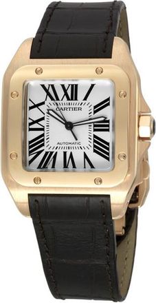 Cartier Pre-owned Cartier Santos 100 Silver Opaline Dial Mens Watch W20095Y1