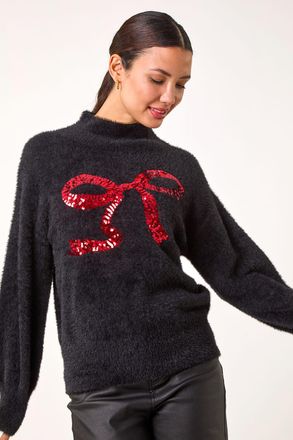 Roman Festive Sparkly Bow Knit Jumper