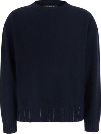 Fabiana Filippi Klassieke Col Trui - Dames - Ronde hals truien - Blauw - 2XS - Wol - Truien & Vesten