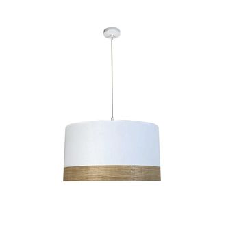 Wonderlamp L&aacute;mpara colgante natural con pantalla textil blanco y madera &oslash;40