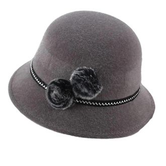 Generic Womens Felt Cloche Hat Floral Fedora Bowler Cap 1920s Vintage Bucket Hats Women Wool Felt Cloche Hat(B-Gray,One Size)
