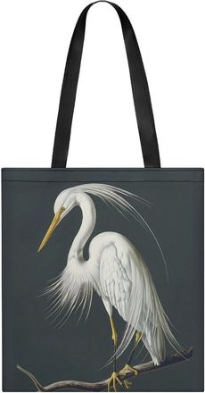 Generic Great Egret Tote Bag for Women Men Shoulder Bags Purses Pouch Handbags