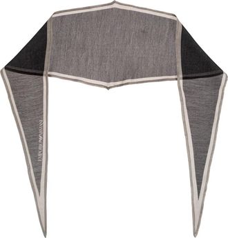 Emporio Armani Asymmetrische Sjaal met Logo - Dames - Sjaals - Grijs - ONE Size - Accessoires