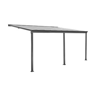Sweeek P&eacute;rgola cochera de aluminio con canal&oacute;n integrado, 3x5m, antracita