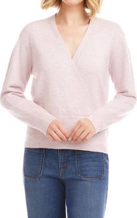 Karen Kane Starling Sequin Wrap Sweater In Soft Pink