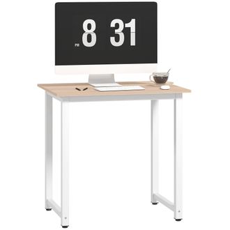 HOMCOM Computer Desk Dining Table Writing Table with Metal Frame - White - 80W x 60D x 76Hcm | TJ Hughes
