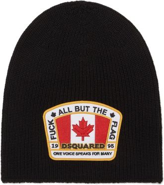 Dsquared2 Knit Beanie with Rectangular Logo Patch