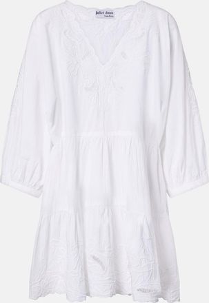 Juliet Dunn Embroidered cotton poplin minidress