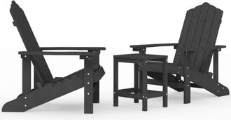 vidaXL Garden Adirondack Chairs with Table HDPE Anthracite vidaXL