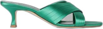 Manolo Blahnik Vieramul Mule Plisado - Shoes - Mujer - Verde - 38 EU