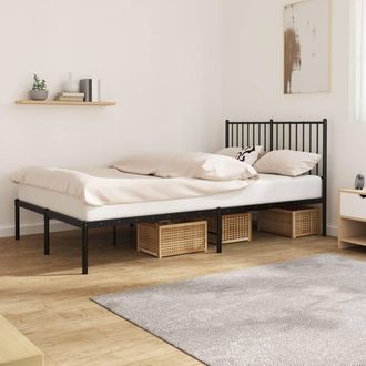 vidaXL Estructura Cama Sin Colch&oacute;n Con Cabecero Metal Negro 120x200 Cm Vidaxl
