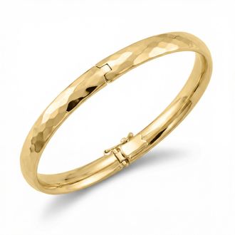 Pompeii3 5mm Hammered Bangle Bracelet 18k Yellow Gold Over Silver