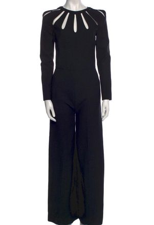 Valentino Garavani Black Cady Long Sleeved Ad Campaign Jumpsuit Size L