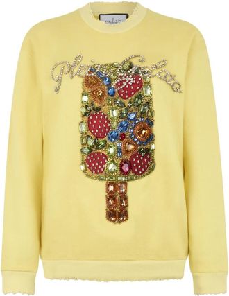 Philipp Plein Washed Sweatshirt Gelato - Dames - Sweatshirts - Geel - L - Katoen - Hoodies & sweatvesten