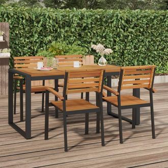 Berkfield Home Garden Table with U-shaped Legs 160x80x75 cm Solid Wood Acacia in Brown | Size: 160 x 80 x 75 cm