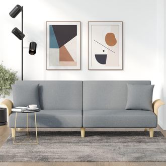 vidaXL Sof&aacute; Cama Con Reposabrazos Tela Gris Claro Vidaxl