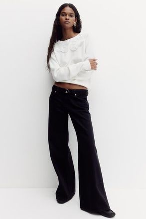 H&M Wide Ultra High Jeans in Black at Nordstrom, Size 14