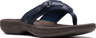 Clarks Womens Breeze Sea V2 Flip-Flop, Navy Synthetic/Brown Sole, 6 UK