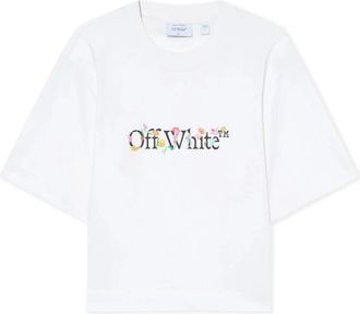 Off-white Bookish Glowing Flower Crop T - Dames - T-shirts - Wit - XS - Tops