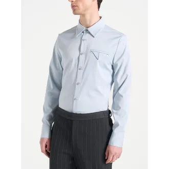 Mani&egrave;re De Voir Tom Refined Slim Fit Shirt in Blue at Nordstrom, Size Xx-Large