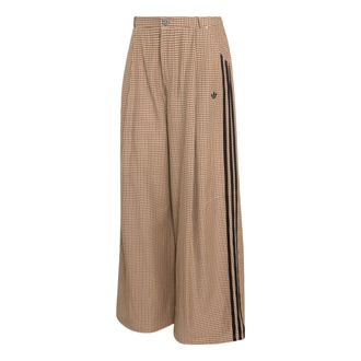 adidas (WMNS) adidas Checks Loose Pants Asia SIzing Crystal Linen Aurora Coffee Orbit Green LE8309