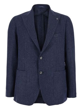 Tagliatore herringbone single-breasted blazer - Blue