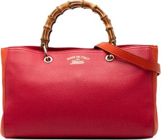 Gucci 2000-2015 Medium Bicolor Calfskin Bamboo Shopper satchel - women - Calf Leather - One Size - Orange