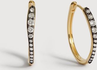 Monica Vinader Gold Riva Pav&eacute; Diamond Blackened Medium Hoop Earrings Lab Grown Diamond
