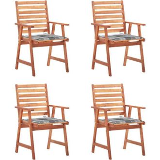 vidaXL Vidaxl - Sillas Comedor De Jard&iacute;n Y Cojines 4 Uds Madera Maciza Acacia