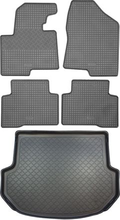 OEM Juego De Alfombrillas De Goma Para Coche Y Maletero Para Hyundai Santa Fe Iii Dm Suv (5 Puertas) De Septiembre De 2012 A Julio De 2018