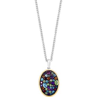 Effy Two-Tone Pav&eacute; Semiprecious Stone & Diamond Oval Pendant Necklace in Silver/gold at Nordstrom Rack, Size 18