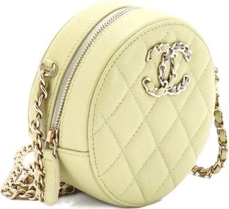 Chanel French New Wave Round Clutch with Chain Quilted Caviar crossbody bag - Yellow
