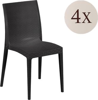Dmora Juego De 4 Sillas De Exterior Palizzolo, Sillas De Jard&iacute;n Que Ahorra Espacio, Apilable, Ideales Para Jardines, Made In Italy, 42x48 H81 Cm, Antracita 