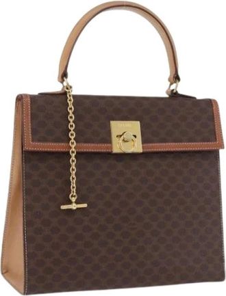 Celine Pre-owned Macadam Canvas Hand Bag - Dames - Vintage Handtas - Bruin - ONE Size - Leer - Vintage