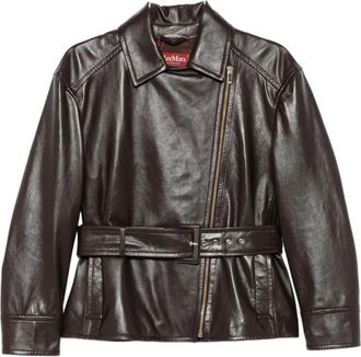 Max Mara Leather Outerwear Max Mara Studio - Dames - Leren en Su&egrave;de Jassen - Bruin - S - Leer - Jassen