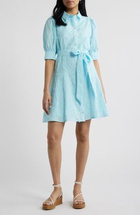 Lilly Pulitzer Larkyn Cotton Blend Shirtdress in Day Dream Blue Monarch at Nordstrom, Size 14